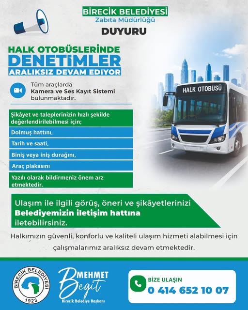 Halk otobüslerinde denetimler aralıksız devam ediyor